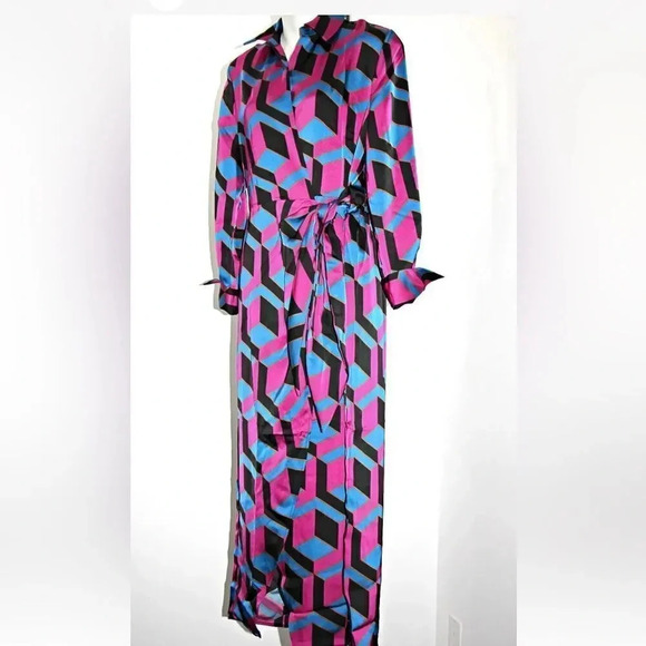 *Final Price* House of Harlow Satin Wrap 52" Maxi Geometric Med EUC Revolve - Picture 3 of 11